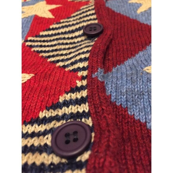 Design Options Philip Jane Gordon Sweater L Cardigan Stars Stripe Patriotic (HH8 - Picture 5 of 12